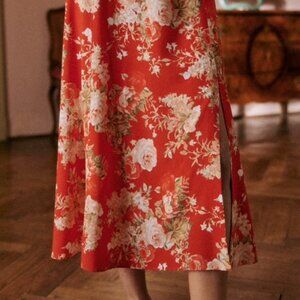 Sezane Tabata Skirt - Red Floral NWT